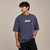 Slate Blue Graphic Five-Sleeve T-Shirt