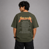 Olive Green Fiery Graphic Five-Sleeve T-Shirt