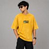 Mustard Yellow Green-Check Graphic Five-Sleeve T-Shirt