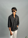 PLAIN SHIRT [POLY LYCRA,BLACK]